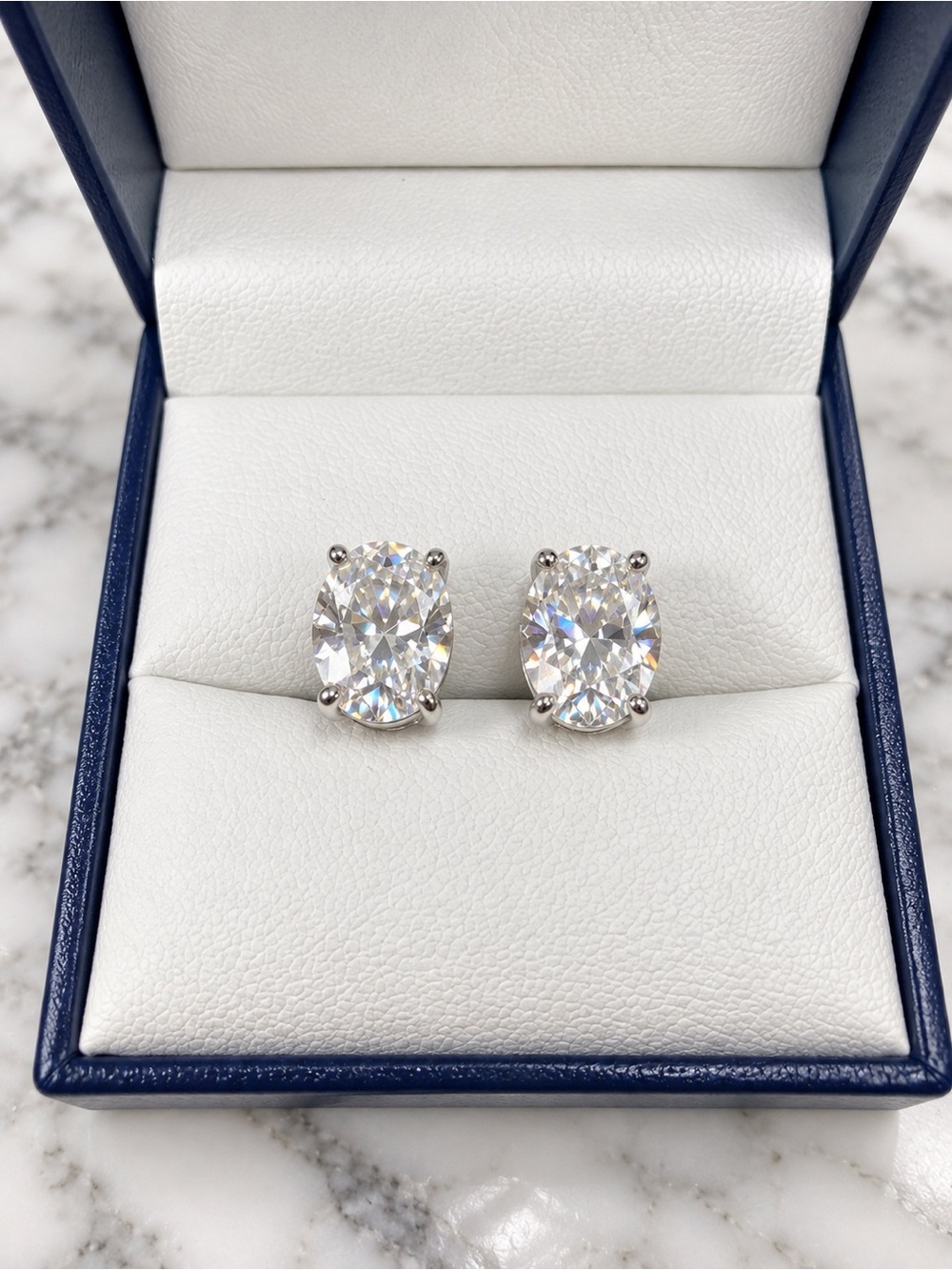 6 CTW Oval Moissanite Stud Earrings D VVS Sterling Silver 925